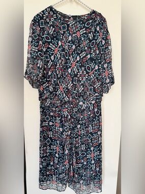 Isabel Étoile Marant Printed Boho Blouse in Navy, Red & Teal Size Fr44 US 12